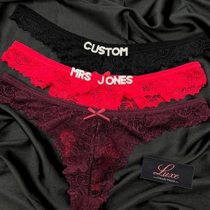 Custom Thong G-strings With Silver Charms Name, Personalised Thong With Name, Custom Thong, Custom Name Thong, Anniversary Gift