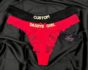 Personalised Name Thong, Custom Name Lace Thong, Custom Name Thong, Custom Thong