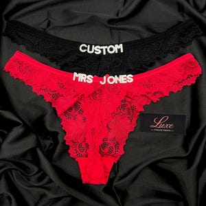 Custom Name Lace Thong, Personalised Name Thong, Custom Name Thong