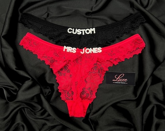 Tanga de encaje con nombre personalizado, Tanga con nombre personalizado, Tanga con nombre personalizado