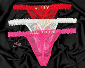 Custom Name Lace Thong, Personalised Name Thong, Custom Name Thong, Custom Thong