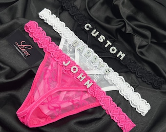 Custom Name Thong With Silver Letters, Custom Name G-Strings, Personalised Name Thong, Custom Name Thong