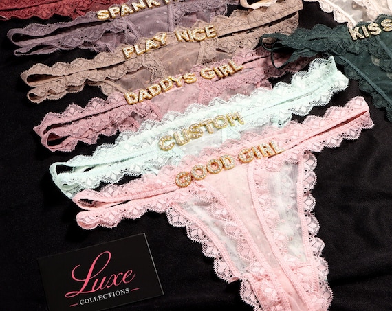 Personalised Name Thong, Custom Name Lace Thong, Custom Name Thong, Custom Thong