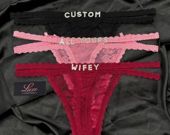 Personalised Name Thong, Custom Name Lace Thong, Custom Name Thong, Custom Thong