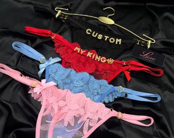 Personalised Name Thong, Custom Name Lace Thong,  Custom Name Thong, Custom Thong