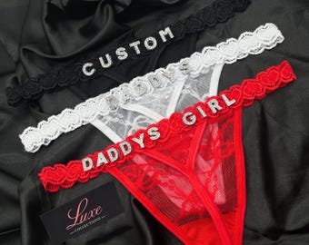 Custom Name Thong, Anniversary Gift, Gift for Him, Couple Gift, Silver Name Thong, Personalised Name Thong