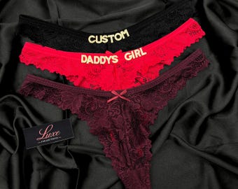 Custom Thong G-strings With Gold Charms Name, Personalised Thong With Name, Custom Thong, Anniversary Gift