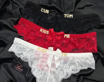 Custom Name Lace Thong, Personalised Name Thong, Custom Name Thong, Custom Thong