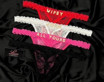 String prénom personnalisé, String personnalisé avec nom, String en dentelle, Strings prénom, Lingerie prénom cristal, Cadeaux d'anniversaire, Cadeaux Saint-Valentin