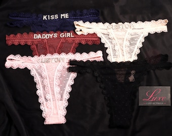 Thong With Silver Charms, Custom Thong G-strings With Name, Personalised Thong, Custom Name Thong