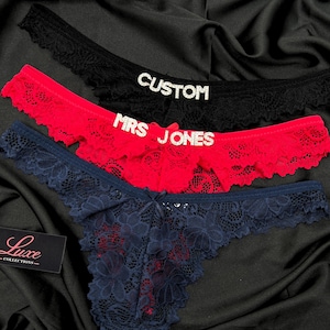 Custom Name Lace Thong, Personalised Name Thong, Custom Name Thong, Custom Thong