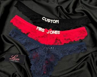 Custom Name Lace Thong, Personalised Name Thong, Custom Name Thong, Custom Thong