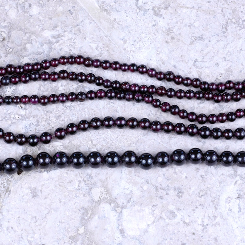 Deep Red GARNET round gemstone beads 5 strand LOT 8mm 6mm 5mm Designer DESTASH!