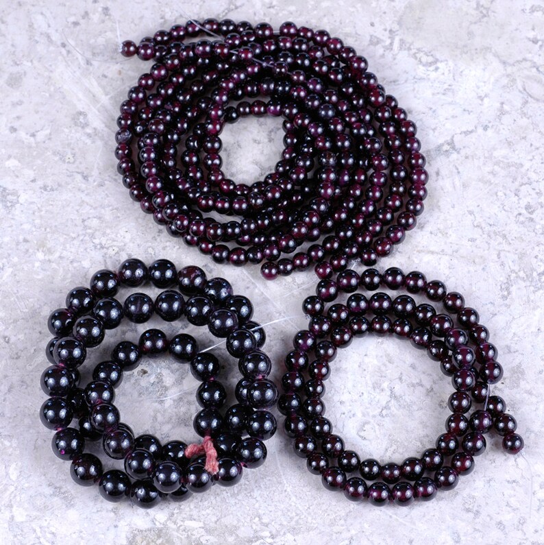 Deep Red GARNET round gemstone beads 5 strand LOT 8mm 6mm 5mm Designer DESTASH!