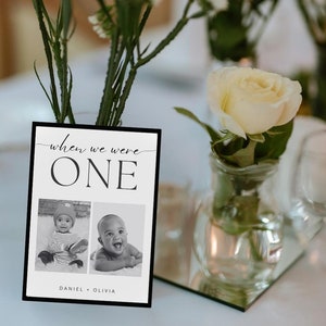 Tarjetas con números de mesa para bodas Plantillas para números de mesa para recepción de bodas Números de mesa con fotos Letreros para recepción de bodas When We Was Table Numbers