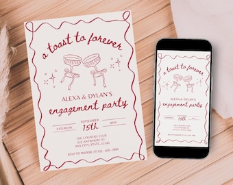 Engagement Party Invite Template A Toast to Forever Welcome Sign Engagement Announcement Invitation Printable Engagement Celebration Digital
