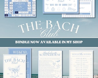 Coastal Bachelorette Party Game Bundle: Bach Club Itinerary, Printable Canva Template (Digital Download)