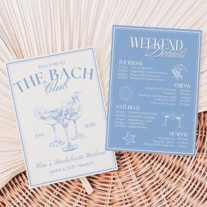 Bachelorette Party Itinerary Template Bach Club Theme Travel Itinerary Girls Trip Digital Download DIY Bachelorette Trip Printable Details