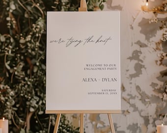 Were Tying the Knot Engagement Party Sign Editable Welcome Poster Black Tie Engagement Announcement Proposal Party Sign Shes Tying the Knot