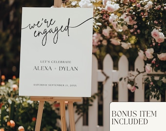 Engagement Party Sign Template We're Engaged Party Welcome Sign Engagement Party Invitation Engagement Party Decoration DIY Wedding Sign