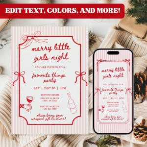Favorite Things Party Invitation Template Holiday Party Digital Invite Merry Little Girls Night Christmas Party