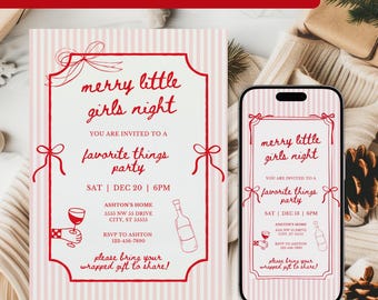 Favorite Things Party Invitation Template Holiday Party Digital Invite Merry Little Girls Night Christmas Party