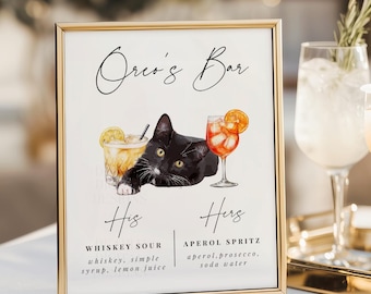 Pet Bar Sign Wedding His and Her Drink Bar Menu Pet Signature Drink Menu Template Signature Cocktail Wedding Sign Editable Canva Template