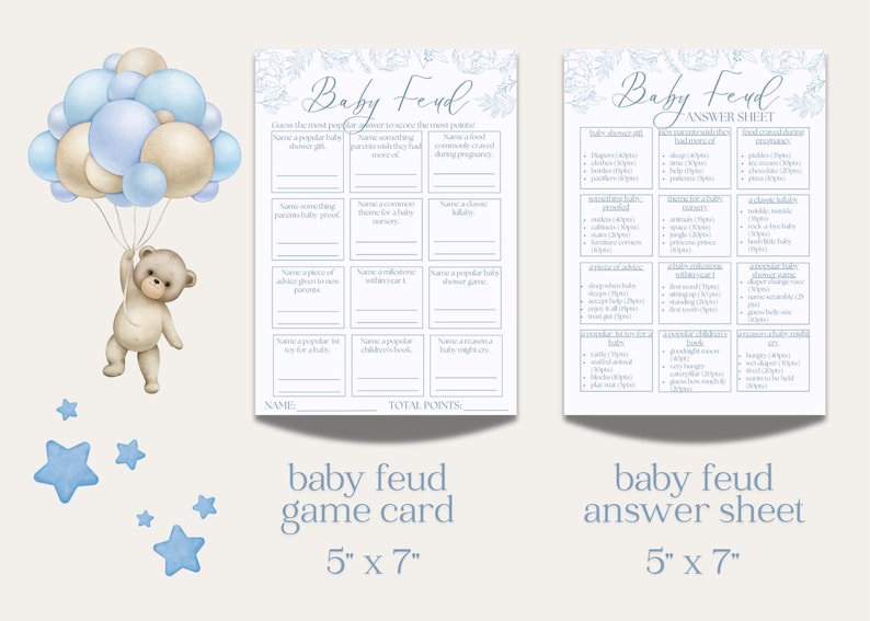 Minimalist Baby Shower Game Cards – 30 Sheets, Name That Word & Baby Feud, Double-Sided Pink Games