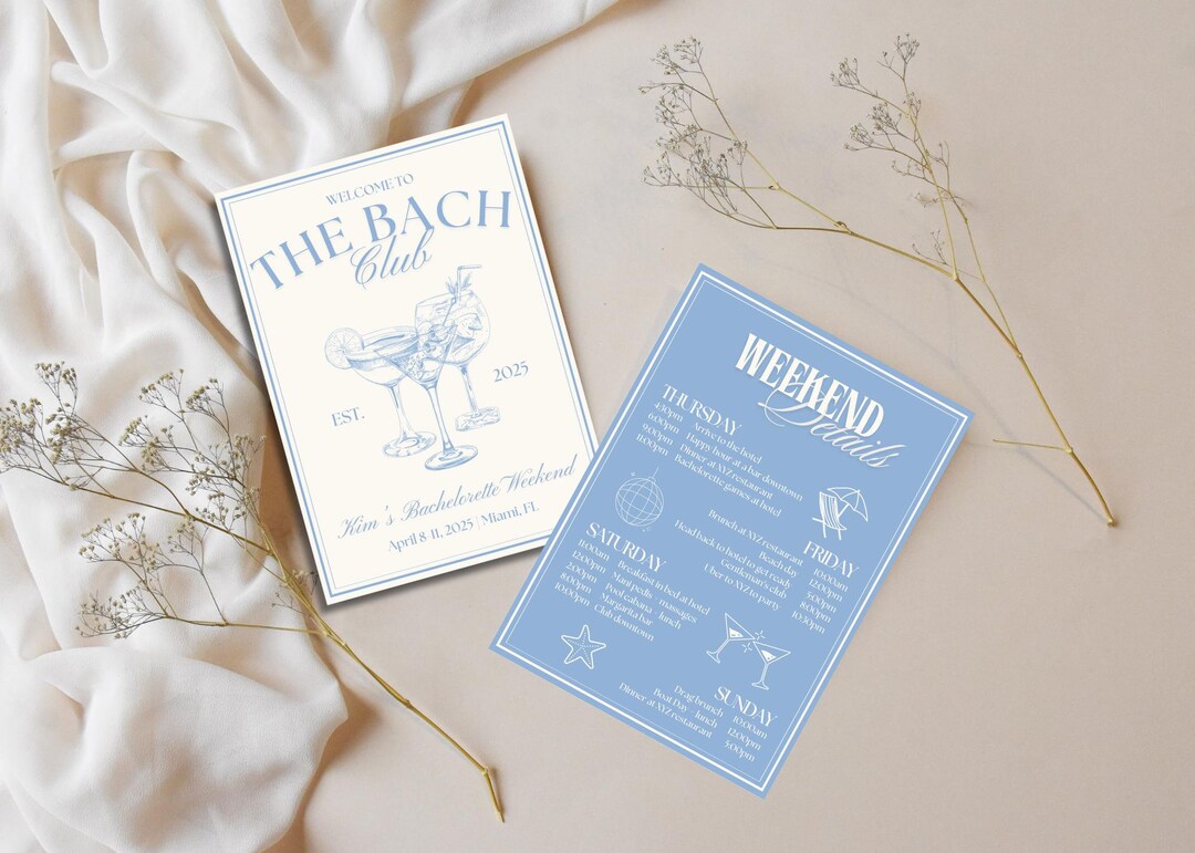 Bachelorette Party Itinerary Template Bach Club Travel Itinerary Girls ...