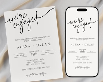 Engagement Party Invite Editable Engagement Party Invitation Canva Engagement Announcement Ideas Digital Engagement Invitation Template