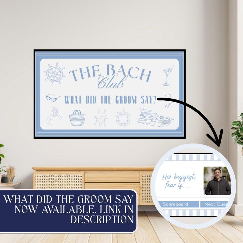 Check out another fun Bach Club–themed bachelorette game in our shop, What Did the Groom Say. Perfect for bachelorette parties and girls’ trip game nights, this interactive digital game is designed to entertain and engage your guests. Find the direct link to this game in the description for instant access to purchase.