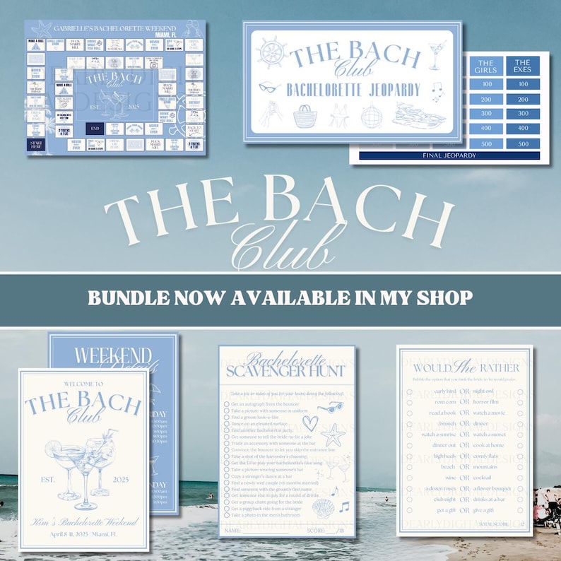 This item is also available as part of out Bach Club Bachelorette Party Bundle available in the shop. The bundle includes this Bachelorette Jeopardy game, a Bachelorette drinking board game, a customizable bachelorette itinerary template, a scavenger hunt game, and a Would She Rather bachelorette game.