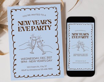 New Years Eve Party Invitation Template NYE Party Invite Canva