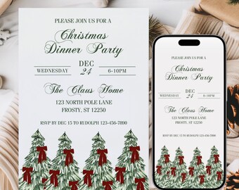 Editable Christmas Invite Template Christmas Party Invitation Bundle Digital Invitation Canva Template
