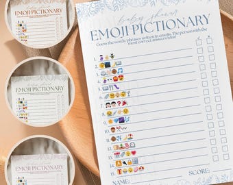 Baby Shower Emoji Pictionary Game, Nursery Rhyme Trivia (Digital Download)