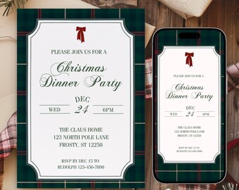 Ralph Lauren Inspired Christmas Invitation Template Christmas Party Invite Editable Digital Invitation Canva Template