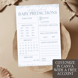 Baby Shower Predictions and Advice Card DIY Baby Shower Game Template Baby Predictions and Well Wishes Printable Baby Shower Activity