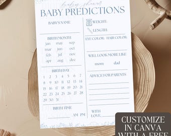 Baby Shower Predictions and Advice Card DIY Baby Shower Game Template Baby Predictions and Well Wishes Printable Baby Shower Activity