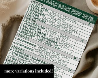 Football Predication Game Template Printable Prop Bet Betting Game Instant Download The Big Game Party Activity
