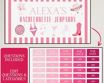 Pink Bachelorette Jeopardy Game Template (Digital Download)