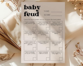 Minimalist Baby Shower Game Baby Feud with Answers Digital Family Feud Baby Shower Game Template Baby Feud Baby Shower Printable Template