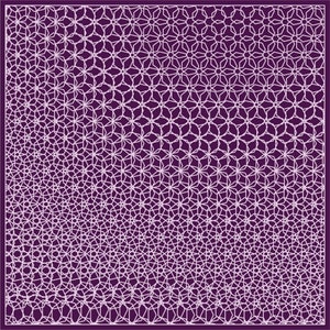 Può includere: Uno sfondo viola con un motivo geometrico bianco. Il motivo è composto da forme ripetute che ricordano stelle e fiori.