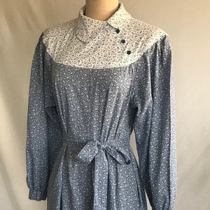 1970s Calico Prairie Dress: Handmade Boho Floral Yoked Dress