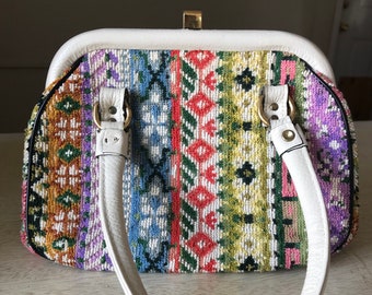 1960s Tapestry Handbag - Fashions by Margolin - Boho Mod Purse