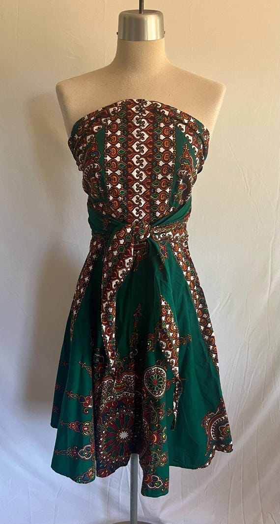 1950s Thai Cotton 3-Way Dress - Strapless, Halter, Sundress - Size Xs