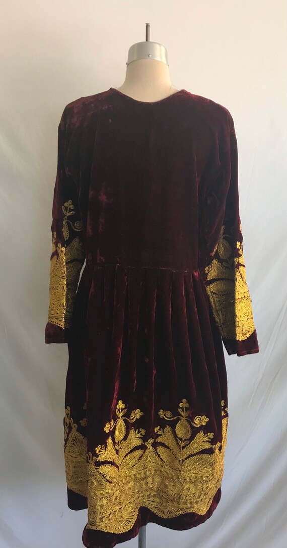 1970s Ornate Embroidered Velvet Dress - Boho Velv… - image 10