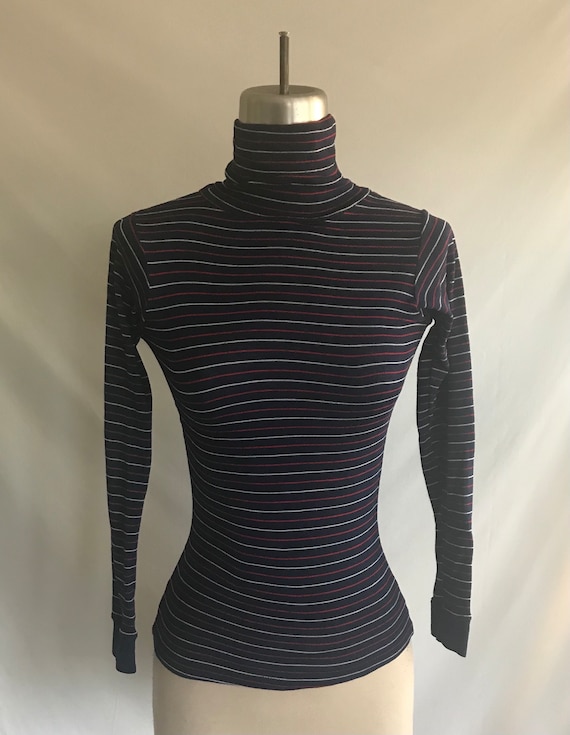 1970s REI Striped Knit Mock Neck Top - Vintage Out