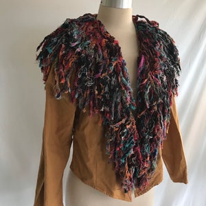 1980s CIRCLE T Avant Garde Cotton Strip Collared Jacket - Western Wear - Upcycled Jacket - Boho Jacket - Fall Jacket - Fashion Art Jacket