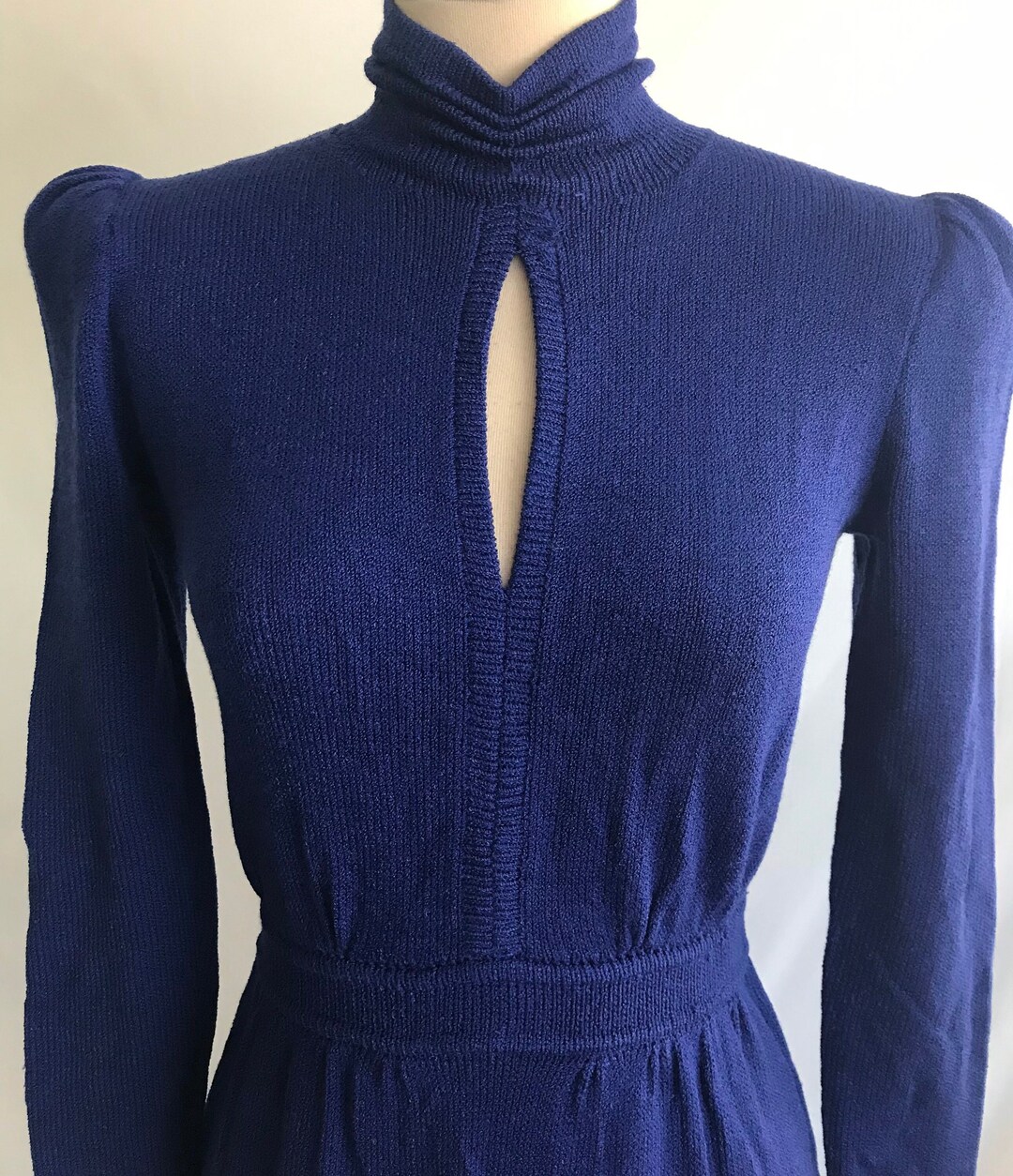 Vintage 80s St. John Navy Wool Knit Dress S / M