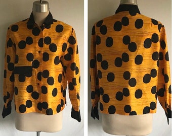 1960s JACQUES ESTEREL French New Wave Silk Abstract Dot Blouse - Jacques Esterel Paris - Boxy Blouse - French Ye-Ye Style